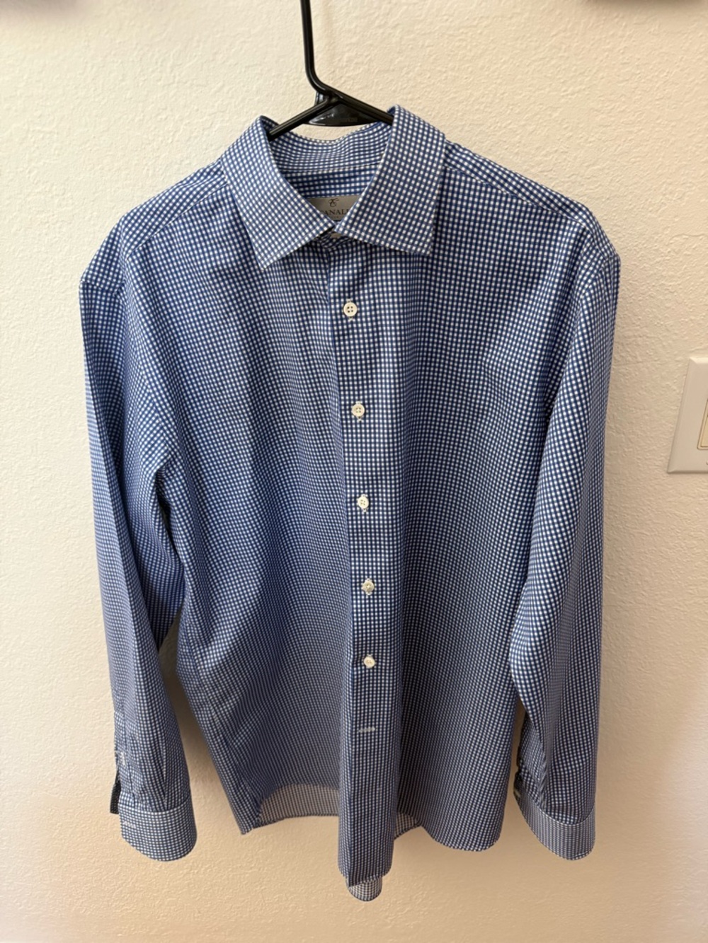 Canali Blue & White Gingham Dress Shirt